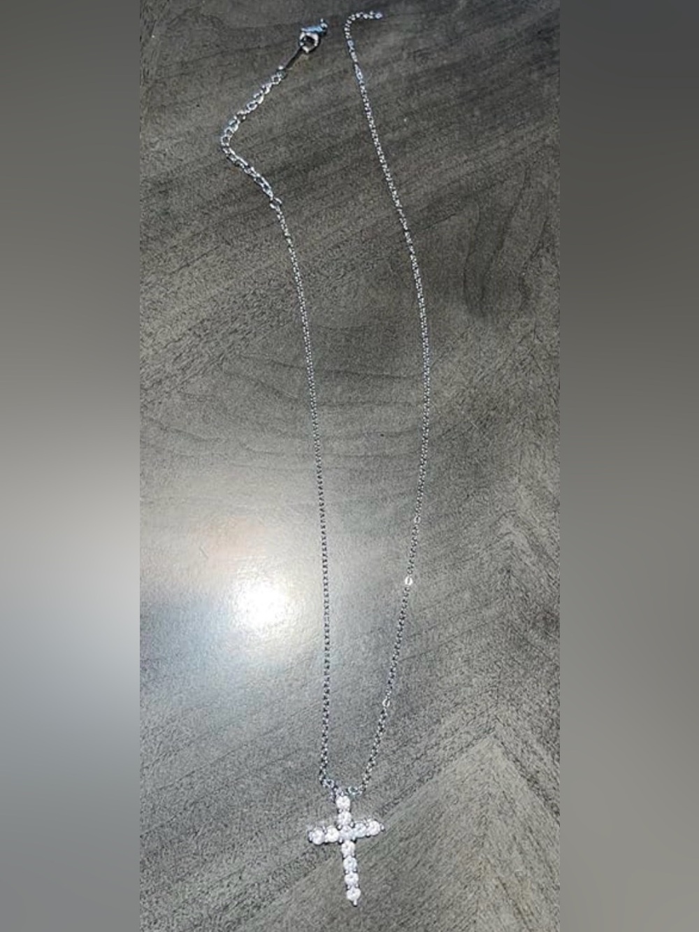 Stainless Steel CZ Cross Necklace pendant and chain - Picture 3 of 4